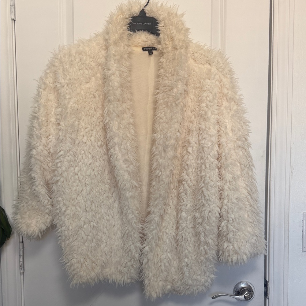 Express Off-White Teddy Jacket